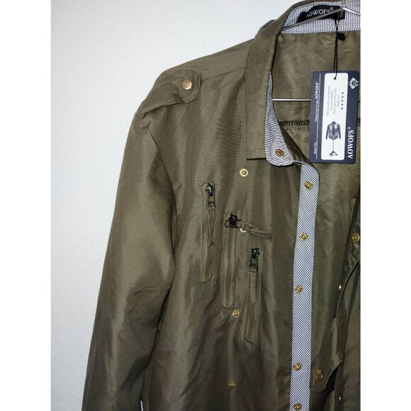 NWT Masorini AOWOFS Mens Jacket Brown Faux Vegan Moto Leather Jacket Zippers Zip - Picture 10 of 15